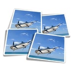 4x Square Stickers 10 cm - Marlin Swordfish Sea Creature  #21847