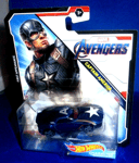 AVENGERS END GAME COLLECTOR HOT WHEEL CAPTAIN AMERICA CHARACTER CARS, BLACK EDGE