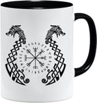 Jungle Mug Tasse viking nordique | Idée cadeau pour les hommes âgés, papa, grand-père, tasse à café, motif viking, tête de mort, chope à bière thors hammer (VIKING026)