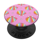 Cute Seashells Ocean Bright Rainbow on Pink PopSockets Adhesive PopGrip