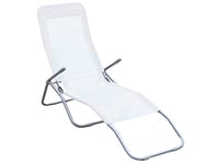 GARDEN FRIEND Chaise Longue Pliante en Tube d'acier ⌀ 25 mm et Bâche Textilene 450 gr, Couleur Blanche