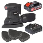 Trend 18V Cordless Detail Sander with 4Ah Battery, Fast Charger & 150 Abrasive Sheets (80, 120, 240 Grit), T18S/DSP2