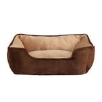 lionto Panier Chien 2-en-1 lit Chien Coussin réversible, (S) 60x50 cm Marron/Beige