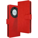 Folio Case for Honor Magic 5 Lite 5G Wallet and Video Stand Red