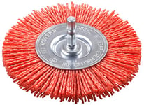 kwb Brosse à disque, grossière, nylon abrasif, Ø 100 mm pour le bois, le métal et les métaux non ferreux, brosse en nylon pour perceuse, y compris tige hexagonale E6.3, pour poncer, structurer