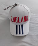 Adidas England Baseball Cap Adult White 3 Stripes Cotton Ventilated Snapback