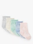 John Lewis Baby Pretty Heart Embroidered Organic Cotton Blend Socks, Pack of 5, Multi