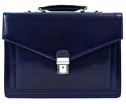 Time Resistance Porte Document Homme en Cuir - Sac Bandoulière en Cuir Pleine Fleur - Fabriqué à la Main en Italie pour Ordinateur Portable Cartable Homme (Bleu)