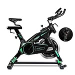 Cecotec Vélo d'intérieur professionnel UltraFlex 25. Système d'amortissement UltraFlex, volant d'inertie 25 kg, ergonomique, selle de sport, guidon de triathlon, résistance variable, écran LCD