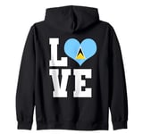 Love Saint Lucia Pride St. Lucian Flag Heart Zip Hoodie