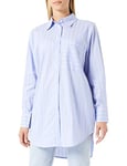 United Colors of Benetton Women's Shirt 5ohedq033, Light Blue Striped Pattern 901, XS