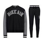 Nike Air Crew Neck Cotton Fleece Tracksuit Black