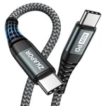 ZKAPOR Câble USB C vers USB C 1M, Cable Type C 60W Câble USB C Charge Rapide Compatible avec iPhone 15/15 Pro Max, Samsung Galaxy S23 /S22, Pad Pro, Air, Huawei P40 /Mate 60, Pixel -Gris