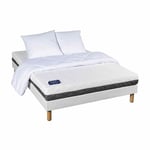 Terre De Nuit - Ensemble matelas mousse Tranquillité + sommier + pieds + couette + oreillers 140x200