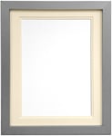 FRAMES BY POST H7 Picture Photo Frame, Wood, Silver with Ivory Double Mount, 8 x 6 Image Size 6 x 4 Inch