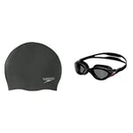 Speedo Plain Moulded Silicone Swim Cap and Biofuse 2.0 Swimming Goggles