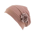 Turban mössa med vackrer blomma ros i beige khaki Khaki one size