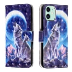 KM-WEN® Case for Apple iPhone 11 (6.1 Inch) 3D Design Snow Wolf Pattern Magnetic Closure PU Leather Wallet Case Flip Cover Case Bag with Stand Protective Cover Color-1