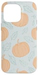 Coque pour iPhone 14 Pro Max Citrouilles orange pastel avec feuilles vert clair