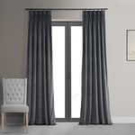 HPD Half Price Drapes 1 Panneau de Rideau occultant en Velours plissé pour Salon et Chambre à Coucher, 63,5 x 213,4 cm (l x L), Bleu Gris