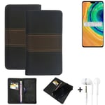 Wallet Case + headphones for Samsung S10 Prism Black Protective Cover Brown