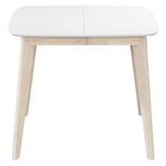 Table à manger extensible scandinave carrée blanche et bois L90-130 cm leena - Blanc