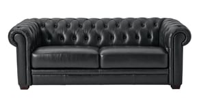 Habitat Chesterfield Leather 3 Seater Sofa - Black