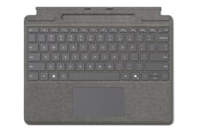 Microsoft Surface Pro Keyboard for Business - tangentbord - med pennförvaring - med accelerometer, pekplatta, Förvaring och laddningsfat för Surface Slim Pen - AZERTY - fransk - platina - med Slim Pen Inmatningsenhet