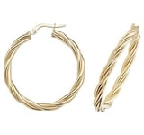 James Moore TH ER1006-25 9k Yellow Gold Hoop Twist Earrings Jewellery