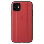 Coque Ferrari Off Track en cuir véritable pour Apple iPhone 11, Rouge - Neuf