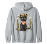 Black Cat in Cowboy Boots Zip Hoodie