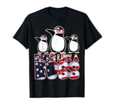 Floss Like A Boss American Flag Funny Penguin 4th of July T-Shirt