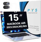 PYS Magnétique Filtre de Confidentialité pour MacBook Air 15 Pouces (2024-2023,M3/M2), Filtre de Confidentialité Amovible pour Ordinateur Portable et Protection Antireflet