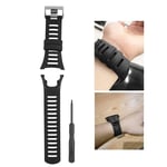 Rubber Wristwatch Strap Watchband For Suunto Ambit1/2/3 Watch Black Silver FST