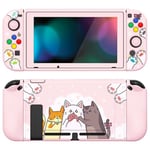 PlayVital ZealProtect Coque pour Nintendo Switch,Cover de Protection pour Switch avec Protection d'écran en Verre Trempé&Capuchon Joystick&Caps Boutons Direction ABXY-Chatons Affamés