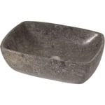 HHG - Lavabo en marbre 511, lavabo à poser sur plan de toilette, vasque salle de bain, pierre naturelle 15x51x36cm, gris