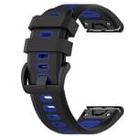 For Garmin Fenix 6X Pro Replacement Band, AWADUO 26mm Dual Colors Replacement Silicone Wrist Band Strap For Garmin Fenix 6X/6X Pro/Fenix 5X/5X Puls/Descent Mk1(Silicone Black + Blue)
