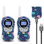 Rechargeable Kids Walkie Talkies, 8 Channels, 2 Mile Long Range, Voice