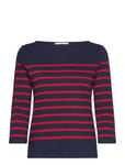 Mango Striped Boat-Neck T-Shirt Marinblå