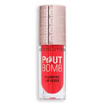 Revolution Beauty, Pout Bomb Gloss Repulpant, Brillance Intense pour des Lèvres Pulpeuses avec Acide Hyaluronique & Peptides, Végan & Sans Cruauté, Rouge Cerise Transparent