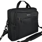 Amazon Basics Sac à bandoulière compact pour ordinateur portable avec poches de rangement pour accessoires (15,6 pouces - 40 cm) Noir, 1 unité