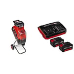 Einhell Broyeur de végétaux sans fil REDAXXO 36/25 Power X-Change (36V, épaisseur de branche max. 25 mm, 3 lames réversibles en acier, sac collecteur de déchets 55L) + Twincharger et 2 Batteries 4,0Ah