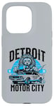 Coque pour iPhone 15 Pro Detroit Motor City Lion Muscle Car T-shirt graphique