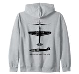 Messerschmitt Bf 109 WW2 Plane Cutout Silhouettes Zip Hoodie