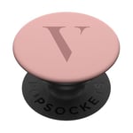 Lettre V Monogramme Nom Initiale V Rose Marron Cadeau pour elle PopSockets PopGrip Adhésif