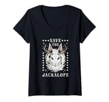 Womens Save The Jackalope Mythical Creature Cryptid Lover Folklore V-Neck T-Shirt