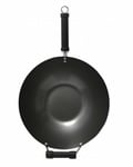 Pro Oriental Forged 35cm Carbon Steel Wok KC1004 With Black Soft Grip 