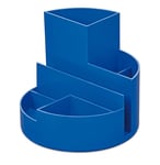 MAUL organisateur de bureau MAULrundbox 140x125mm | Organiseur stylé à 6 compartiments | Pour ranger stylos, ciseaux et carte de notes | Rangement pratique pour le bureau | Bleu