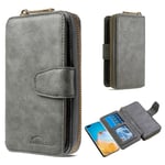 Zipper läder Huawei P40 Pro fodral med plånbok - Silver/Grå