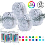 4-pack med fjärrkontroll RGB färg Vattentät 13 LED dränkbar lampa med fjärrkontroll Poolbelysning